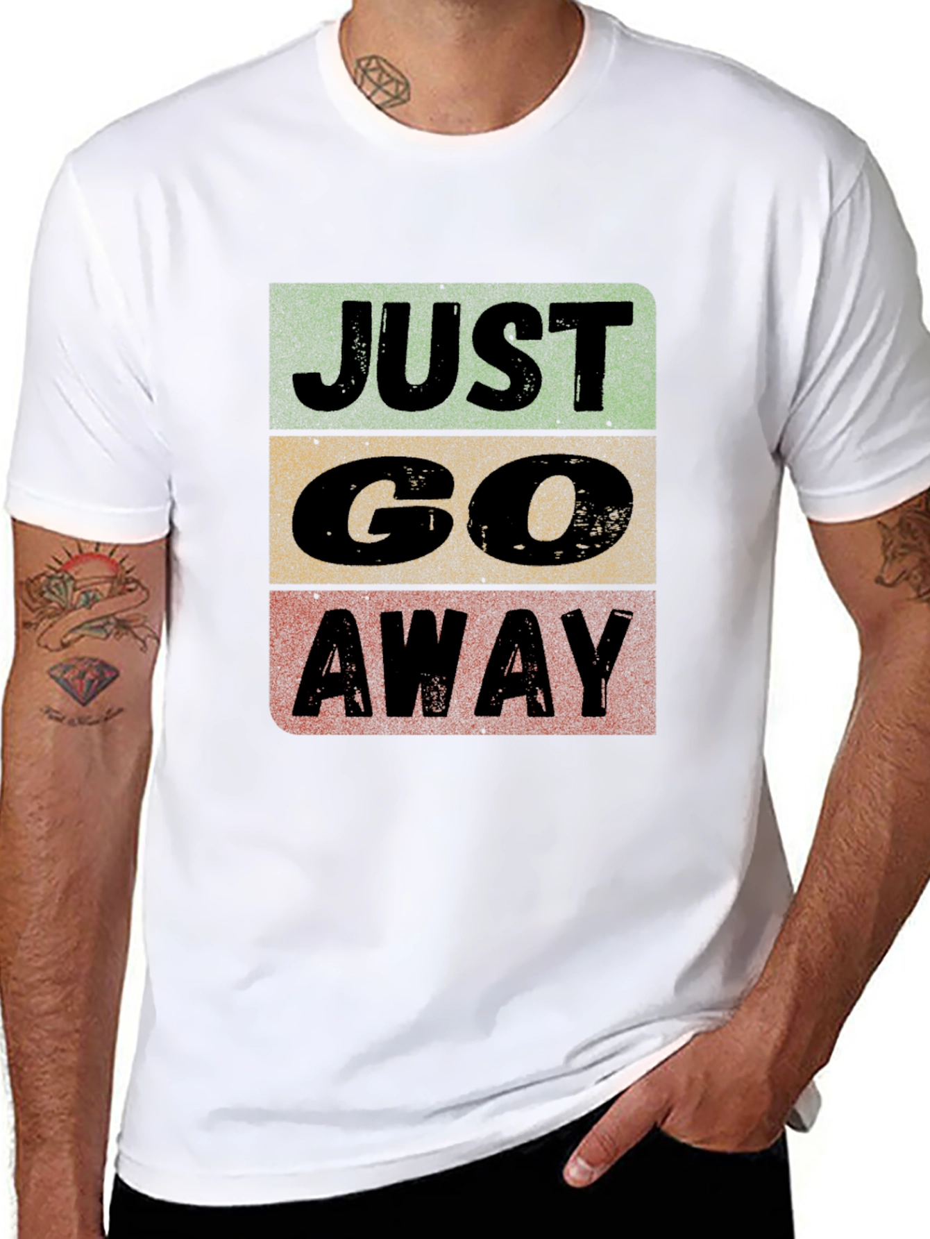 Just Go Away Graphic Tee - Black Cotton T-Shirt