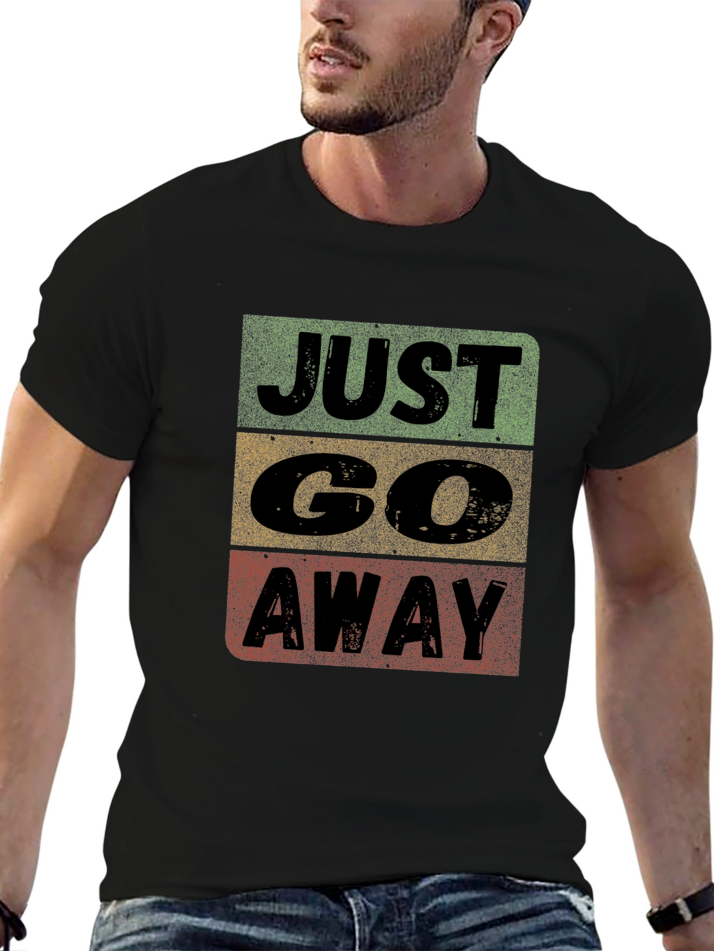 Just Go Away Graphic Tee - Black Cotton T-Shirt