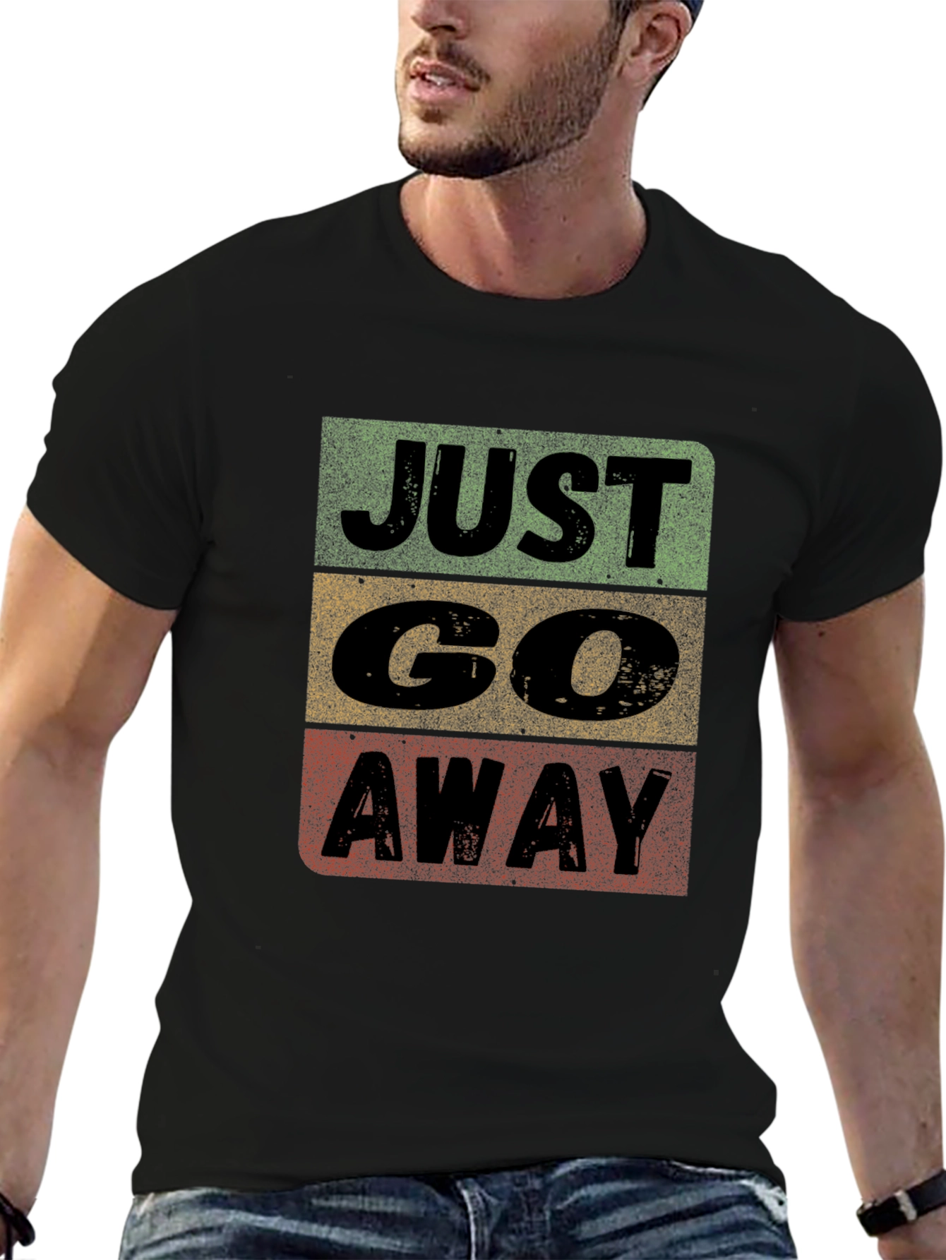 Just Go Away Graphic Tee - Black Cotton T-Shirt