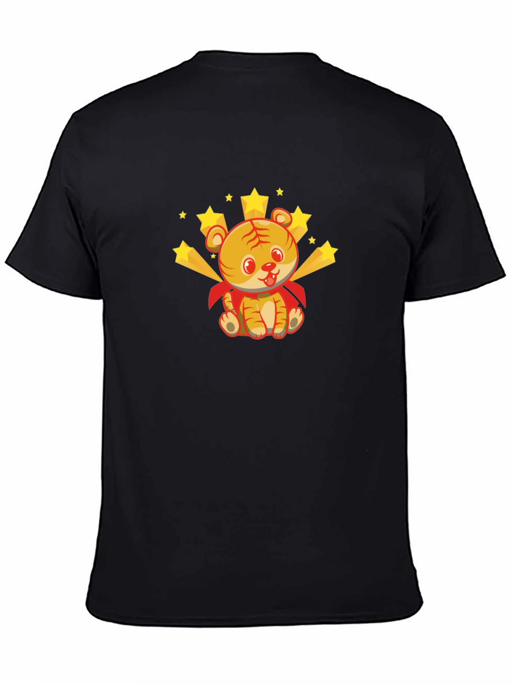 Cute Tiger Superhero Graphic Tee - Black