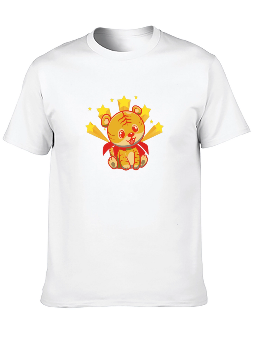 Cute Tiger Superhero Graphic Tee - Black