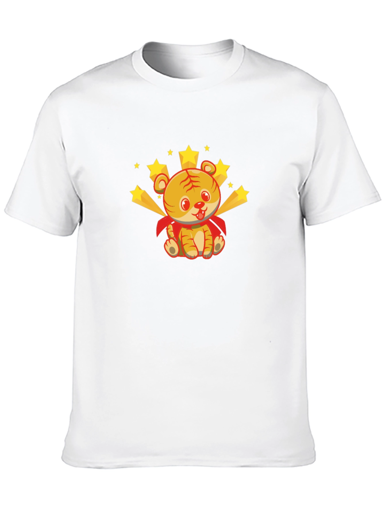 Cute Tiger Superhero Graphic Tee - Black