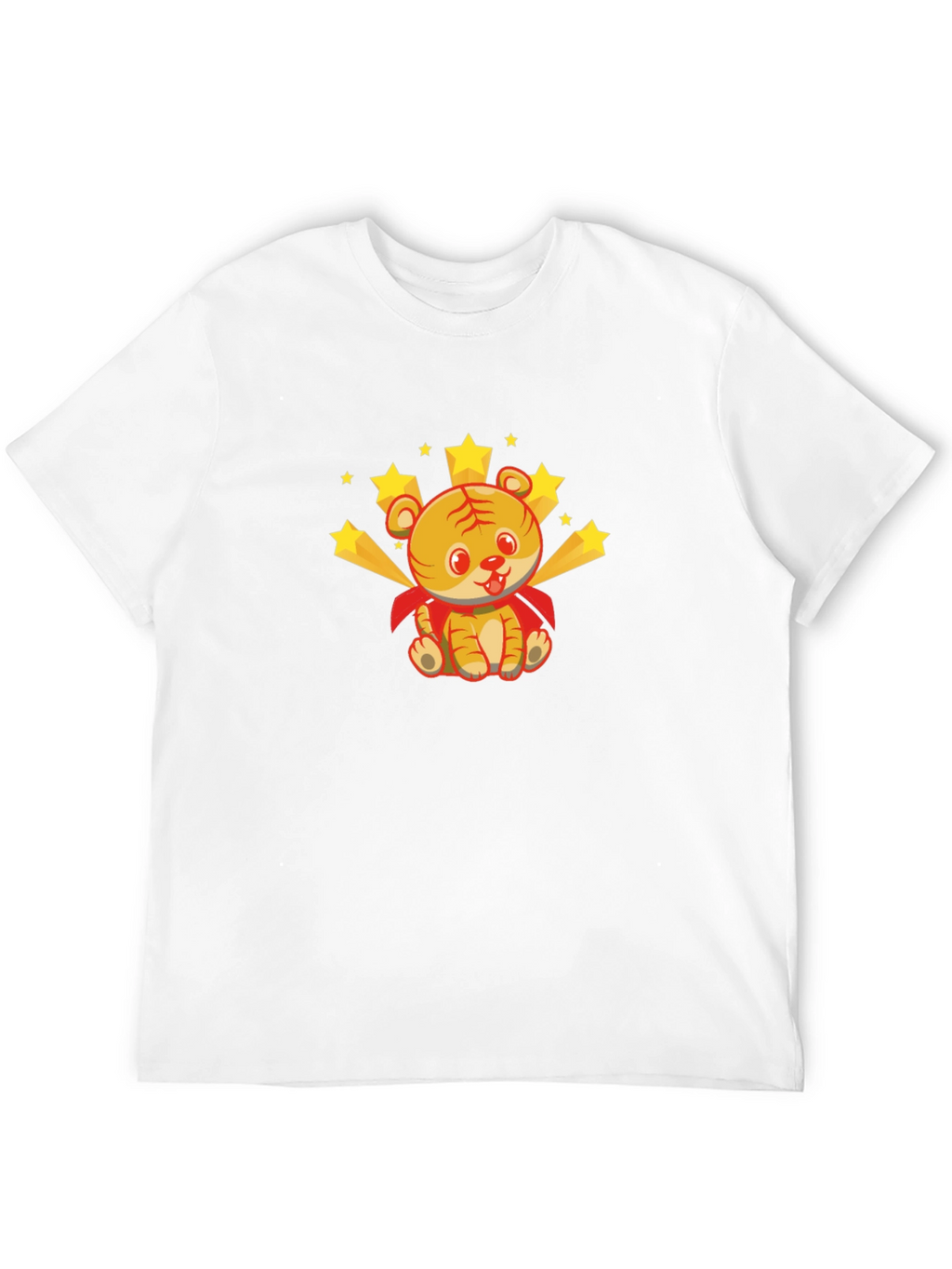 Cute Tiger Superhero Graphic Tee - Black