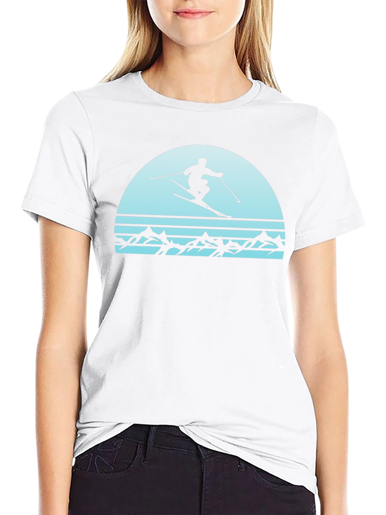 Retro Skiing T-Shirt - Mountain Scene