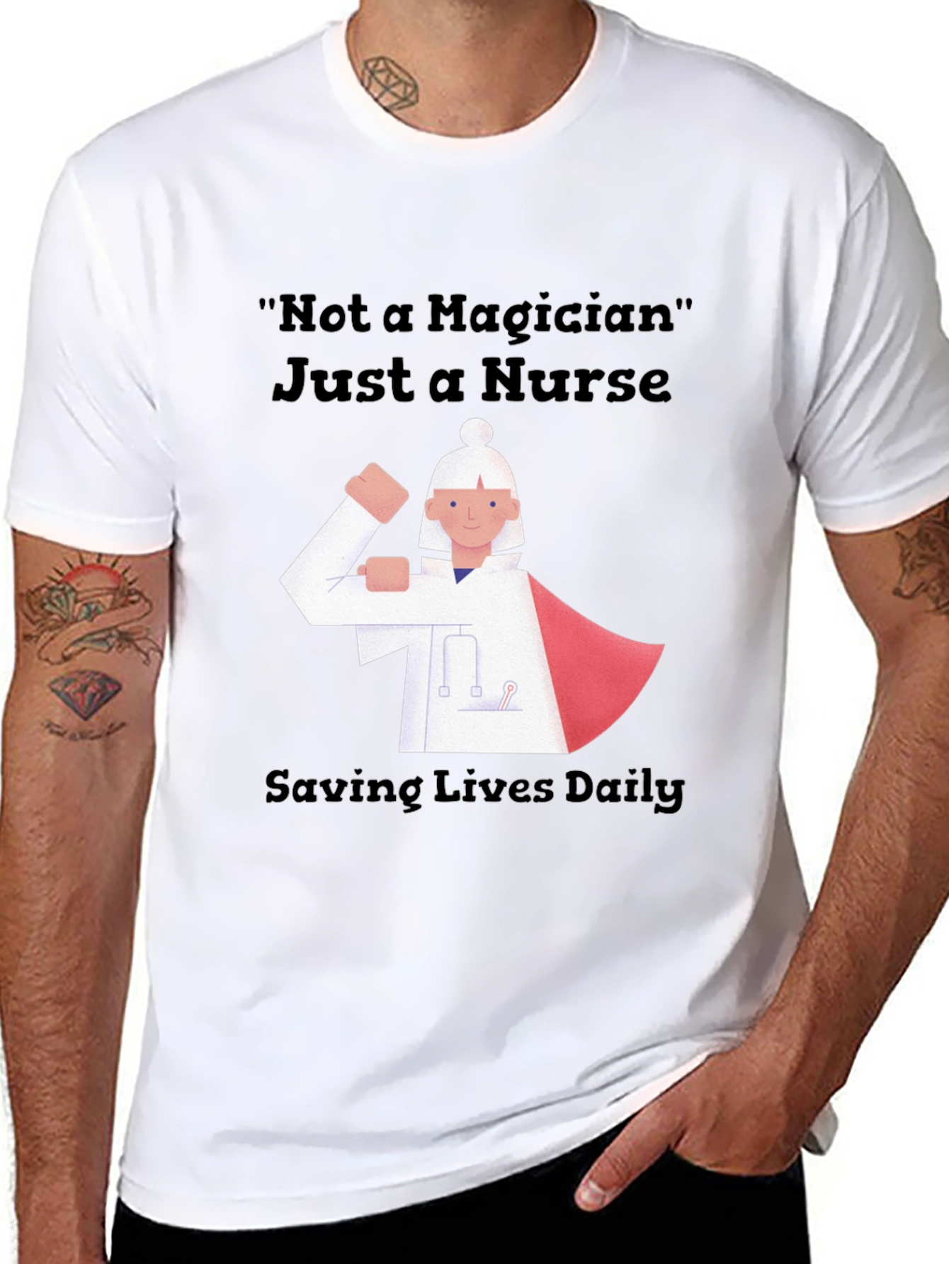 Nurse Superhero Graphic Tee - Saving Lives Daily