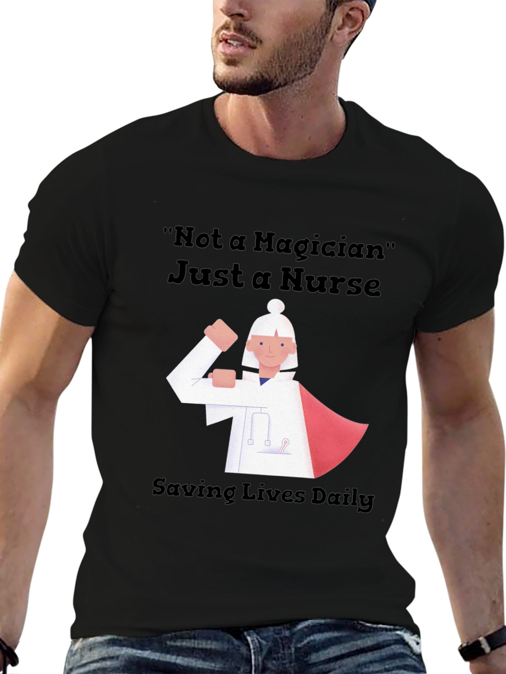 Nurse Superhero Graphic Tee - Saving Lives Daily