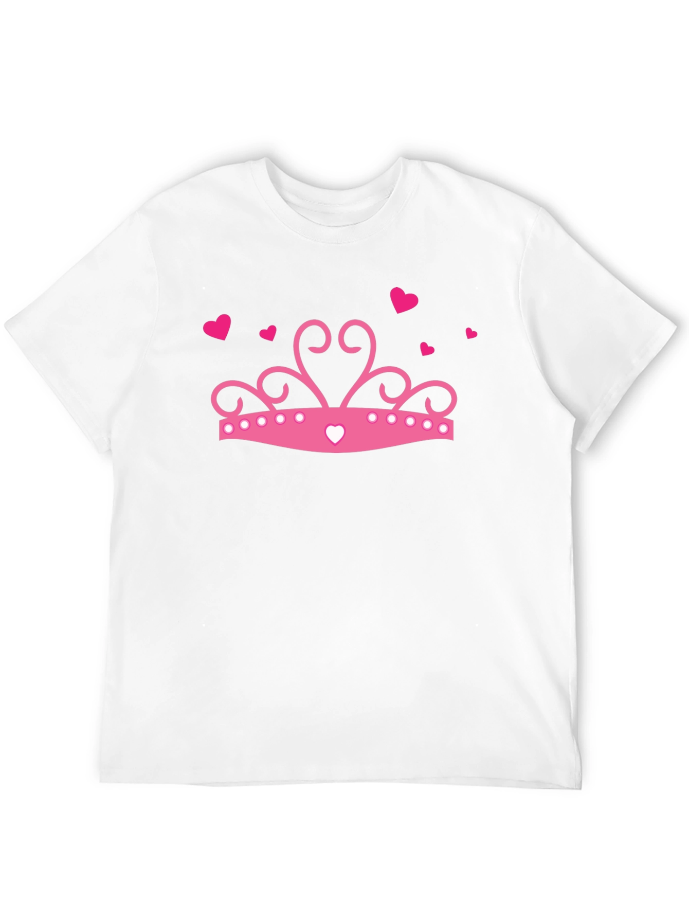 Pink Princess Crown Graphic Black T-Shirt