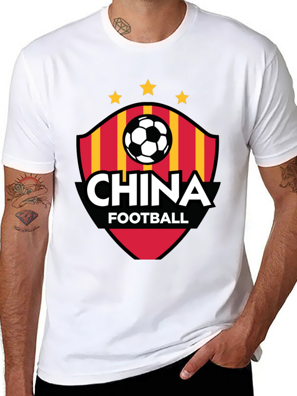 China Football T-Shirt - Black Crew Neck