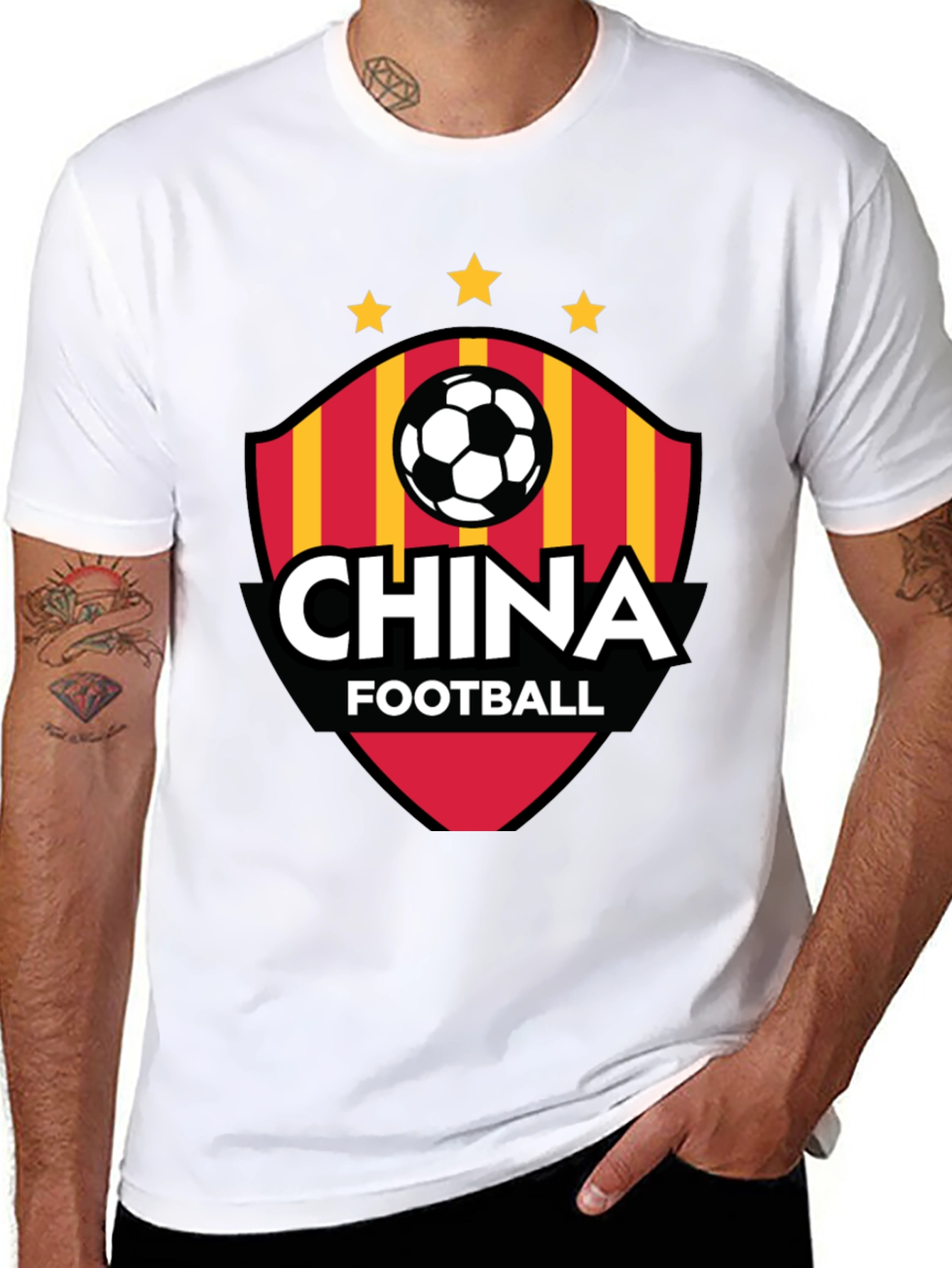 China Football T-Shirt - Black Crew Neck