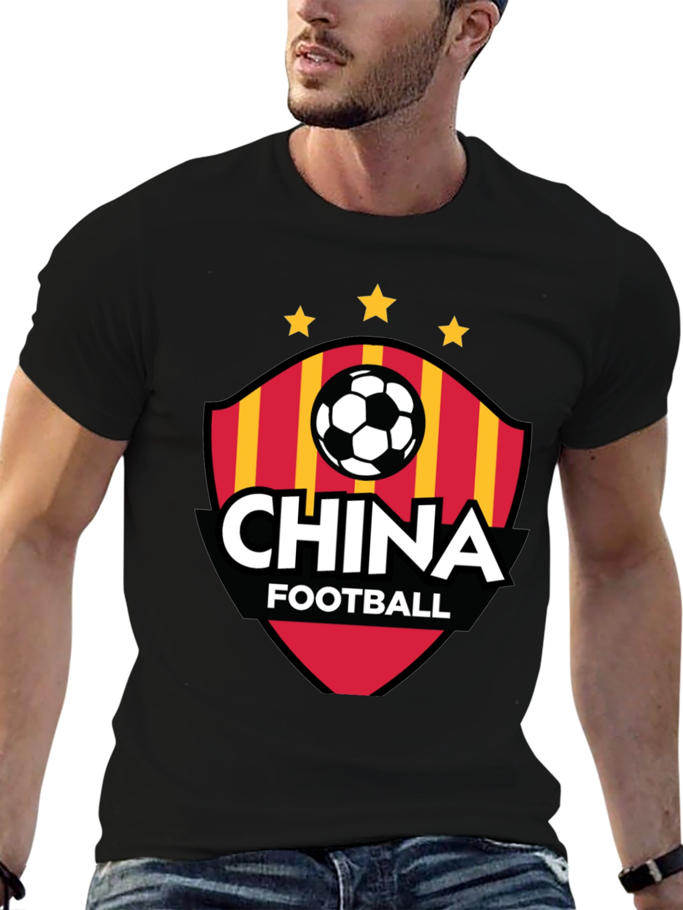 China Football T-Shirt - Black Crew Neck