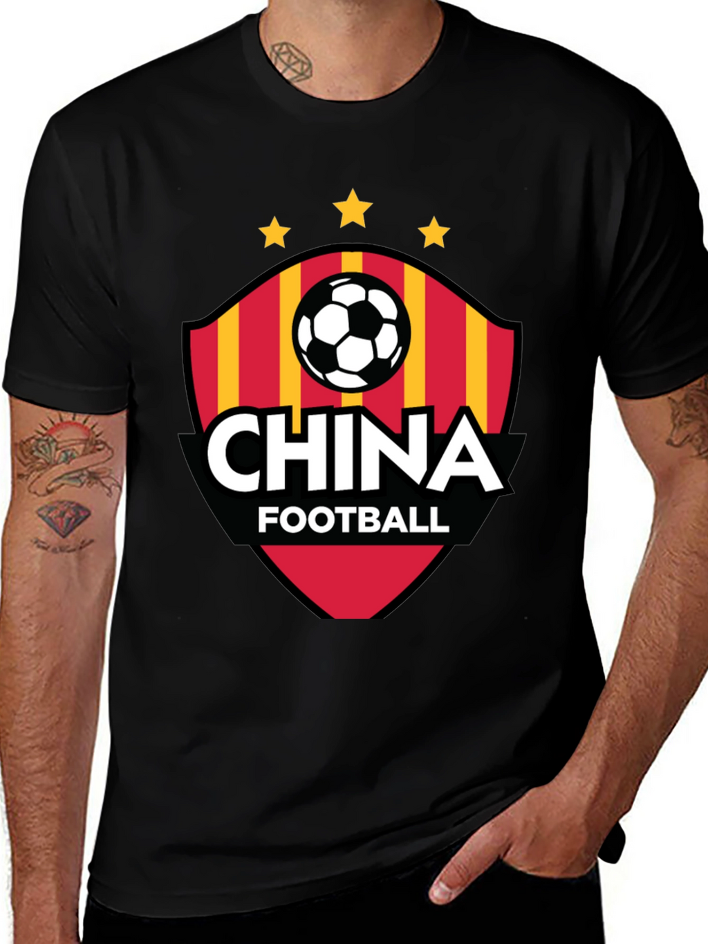 China Football T-Shirt - Black Crew Neck