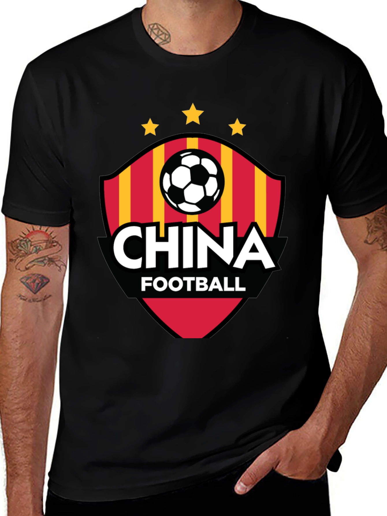China Football T-Shirt - Black Crew Neck
