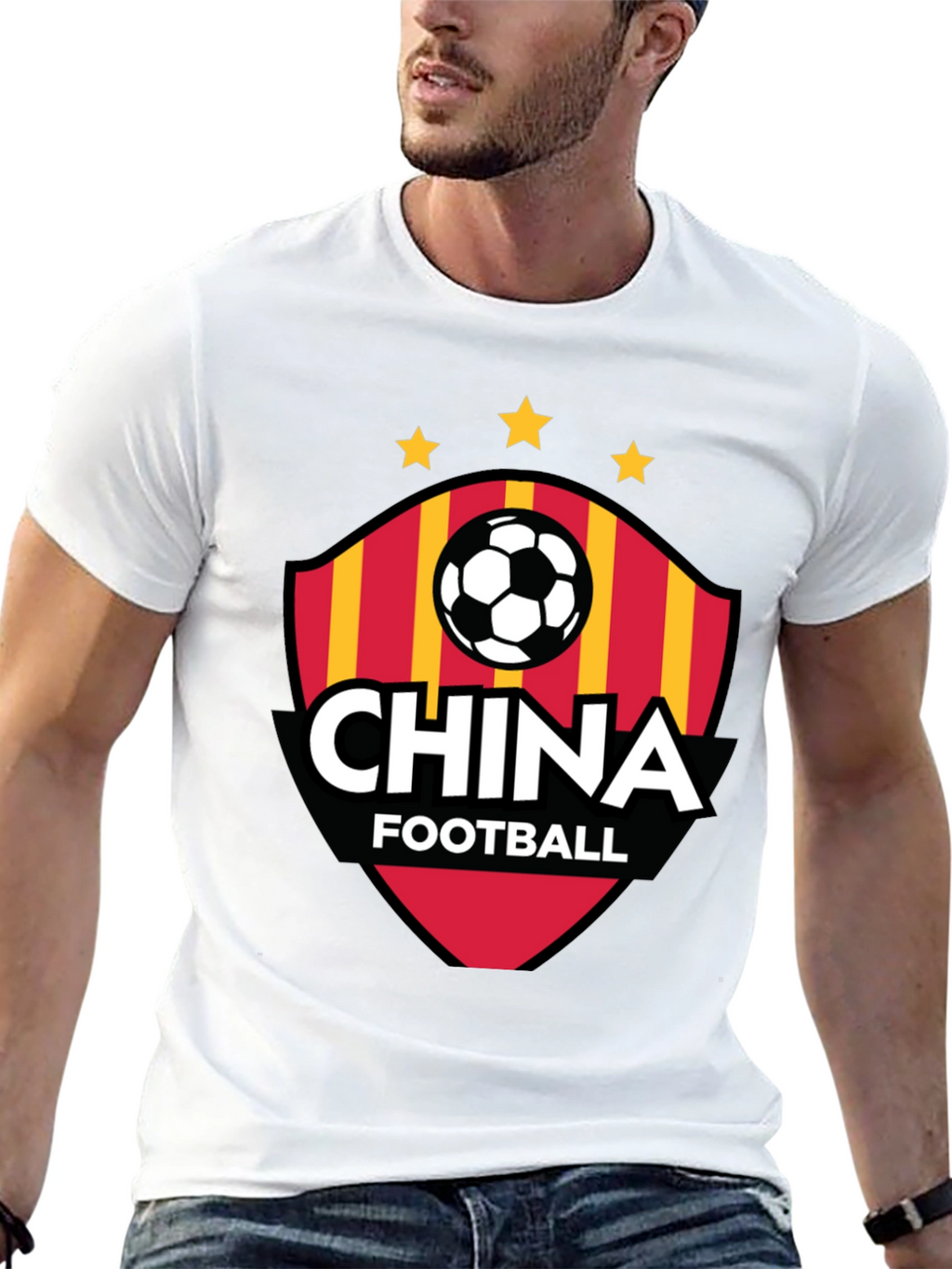 China Football T-Shirt - Black Crew Neck