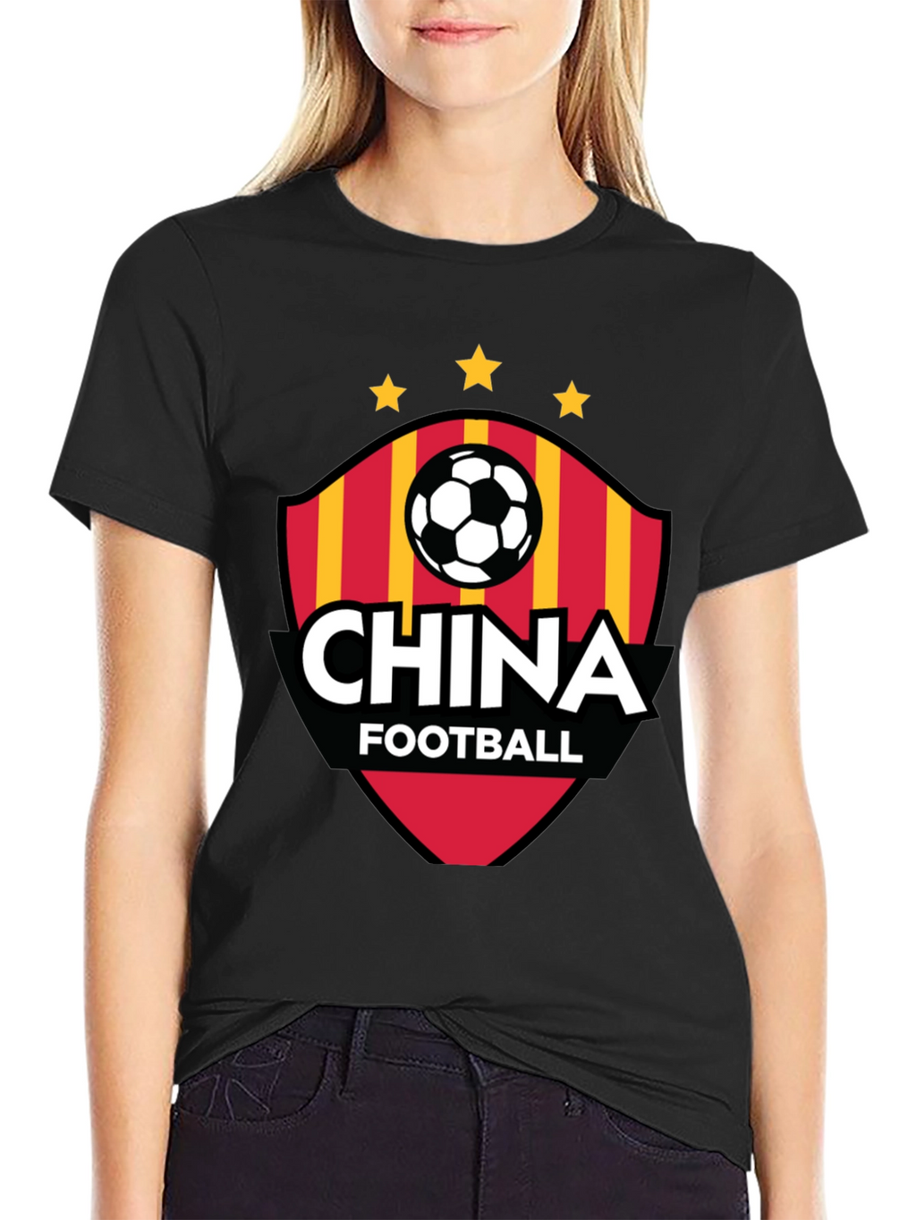 China Football T-Shirt - Black Crew Neck