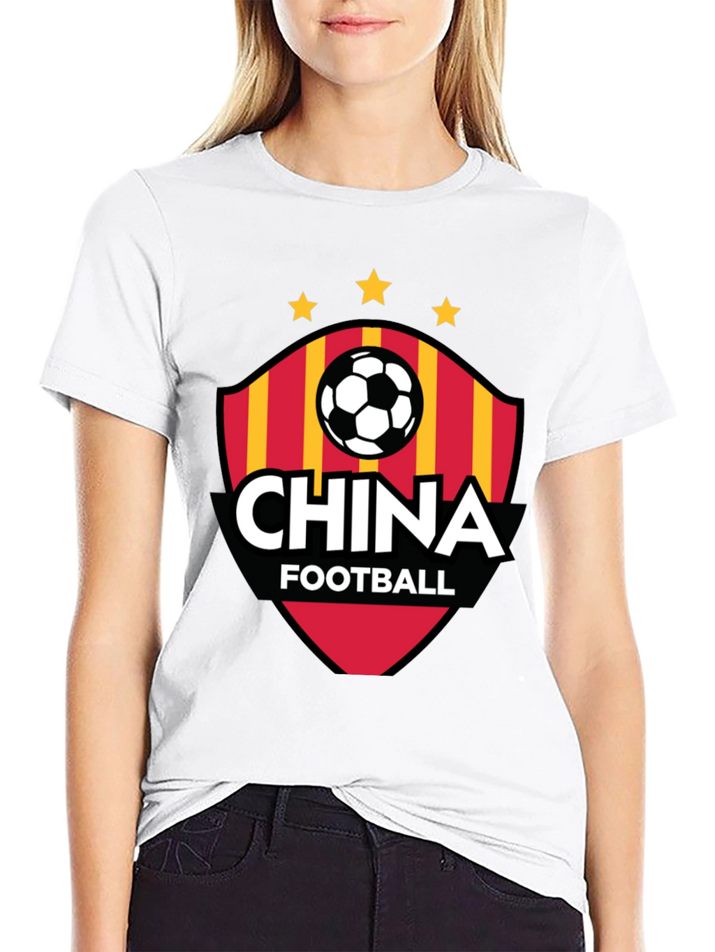 China Football T-Shirt - Black Crew Neck