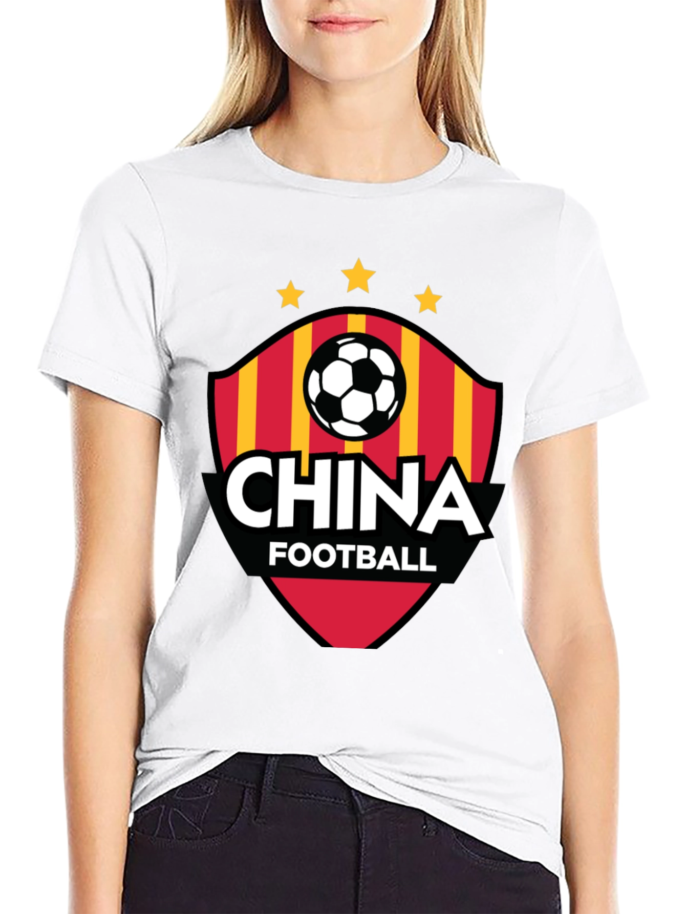 China Football T-Shirt - Black Crew Neck