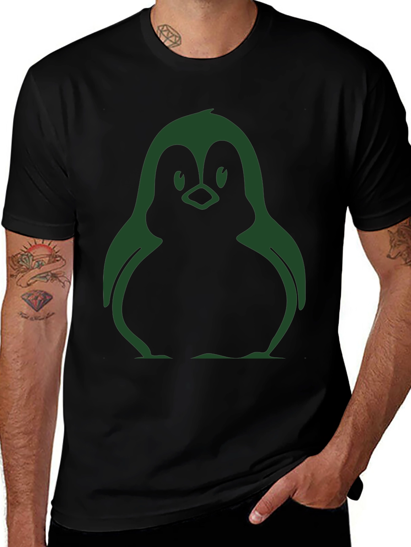 Cool Penguin Graphic Black T-Shirt
