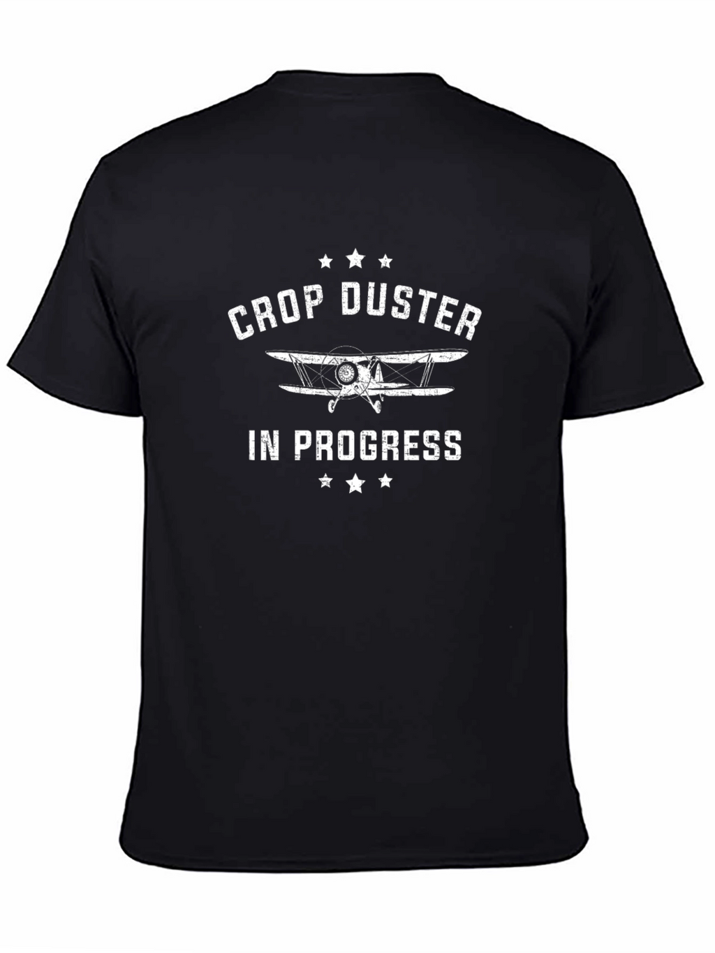 Crop Duster Airplane Black Graphic Tee