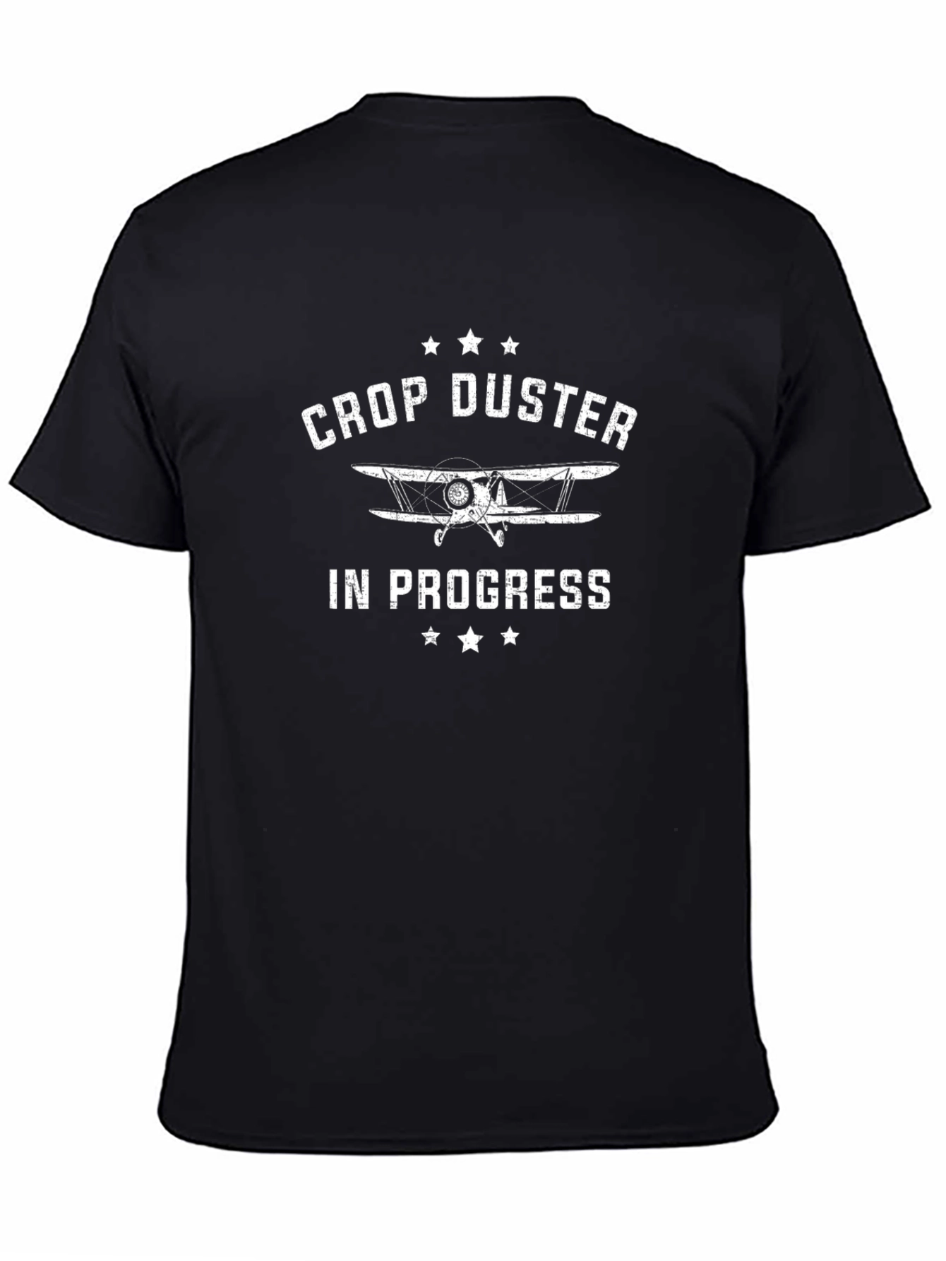 Crop Duster Airplane Black Graphic Tee