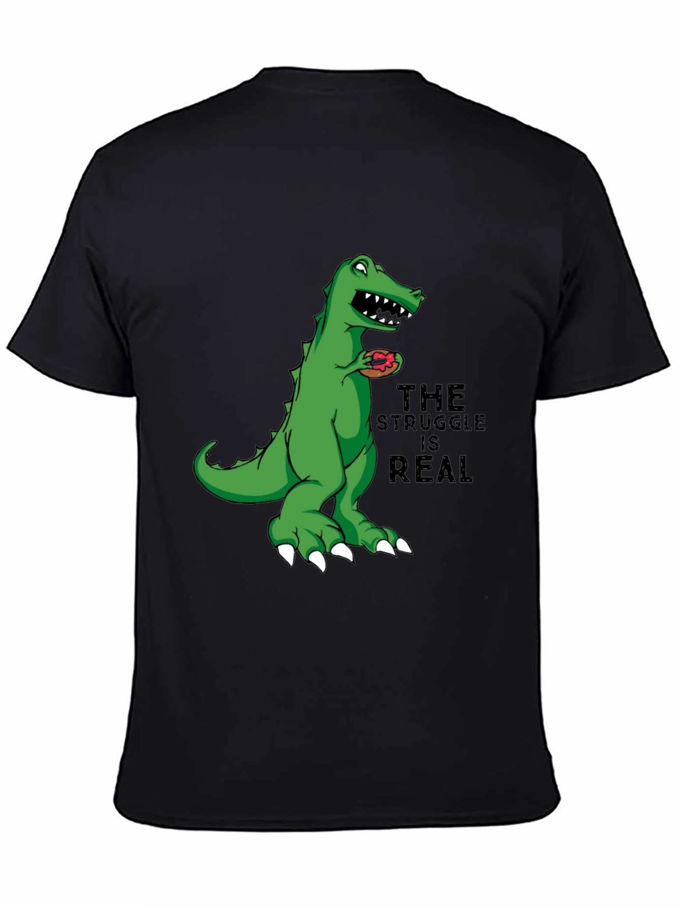 Dino Donut Struggle T-Shirt - Black