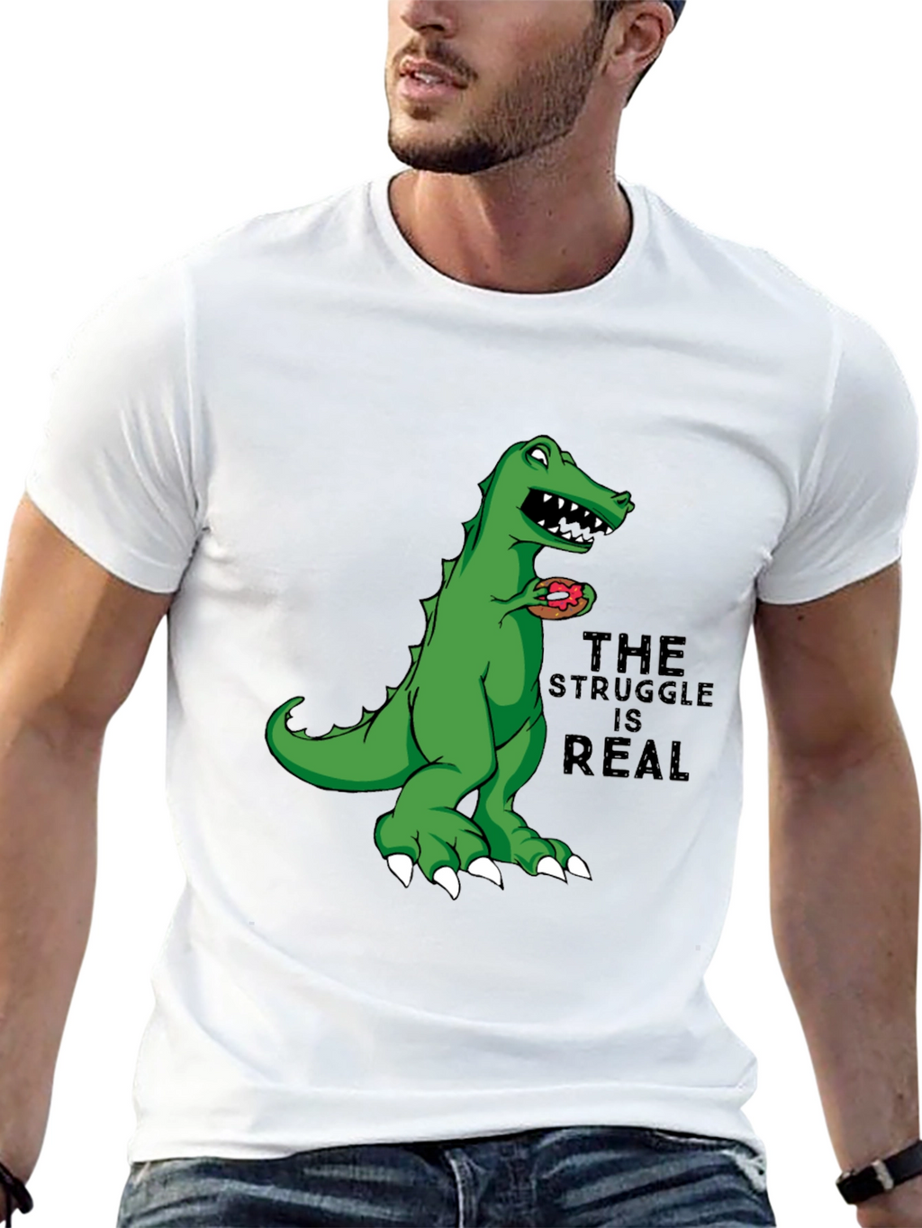 Dino Donut Struggle T-Shirt - Black