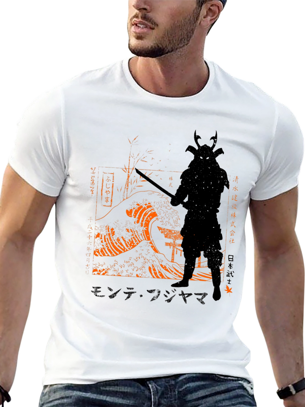 Samurai Wave Graphic Tee - Mens Black T-Shirt