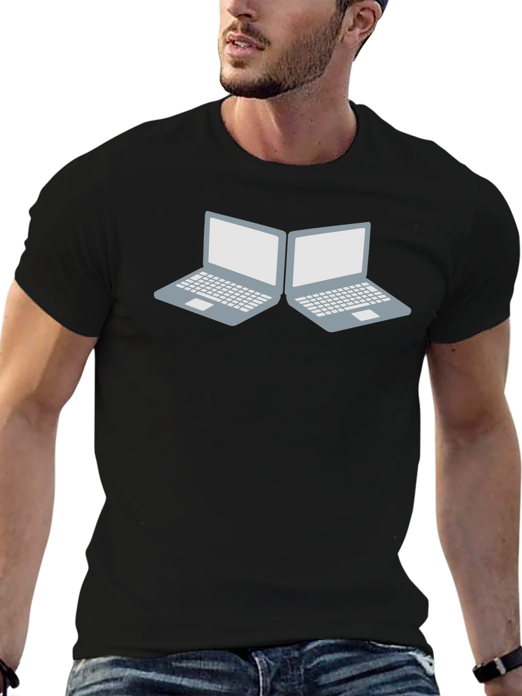 Laptop Duo Graphic Tee - Tech Enthusiast Style