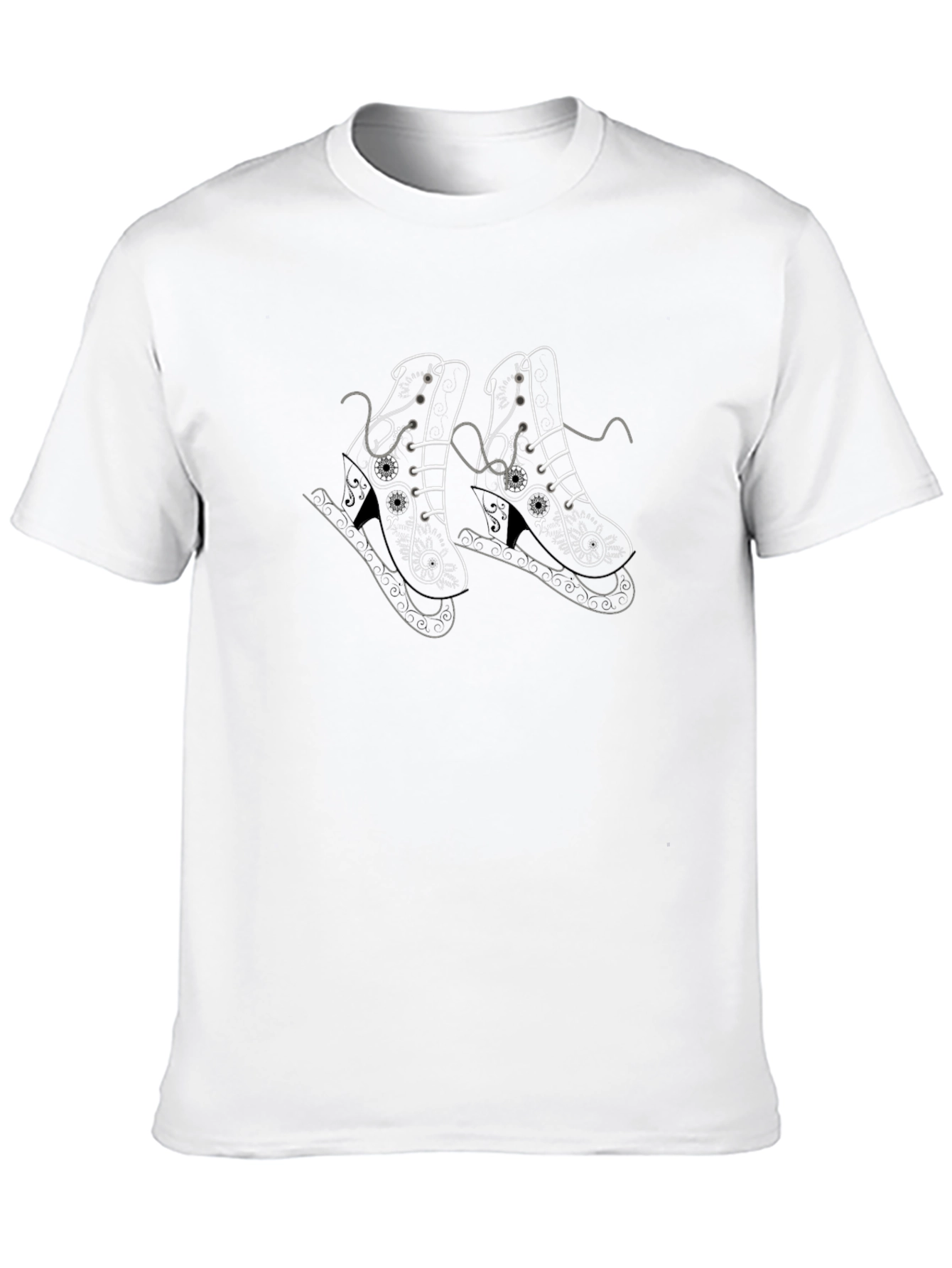Black T-Shirt with Ice Skate Design