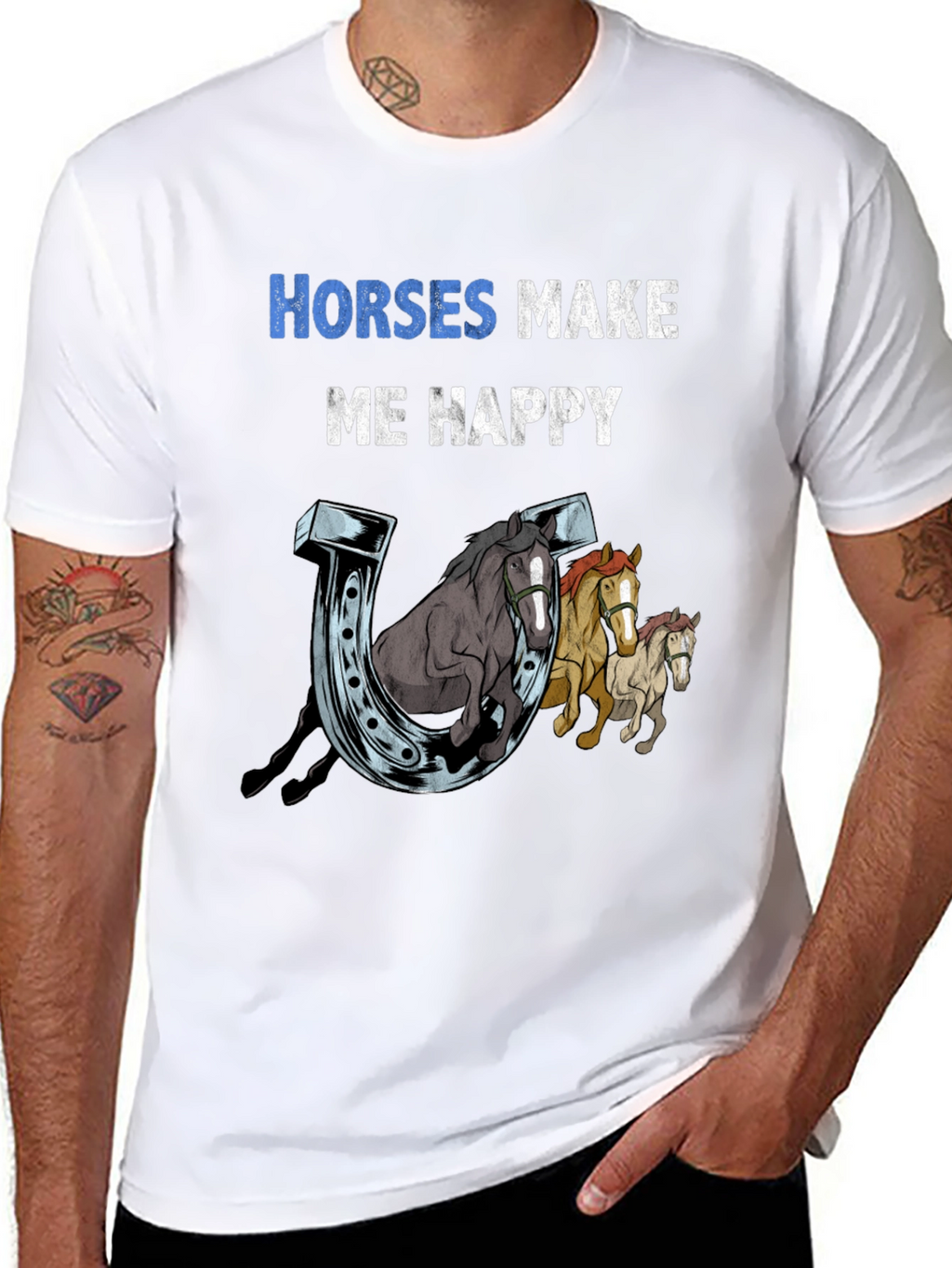 Horses Make Me Happy Graphic T-Shirt