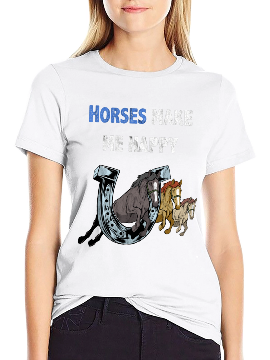 Horses Make Me Happy Graphic T-Shirt