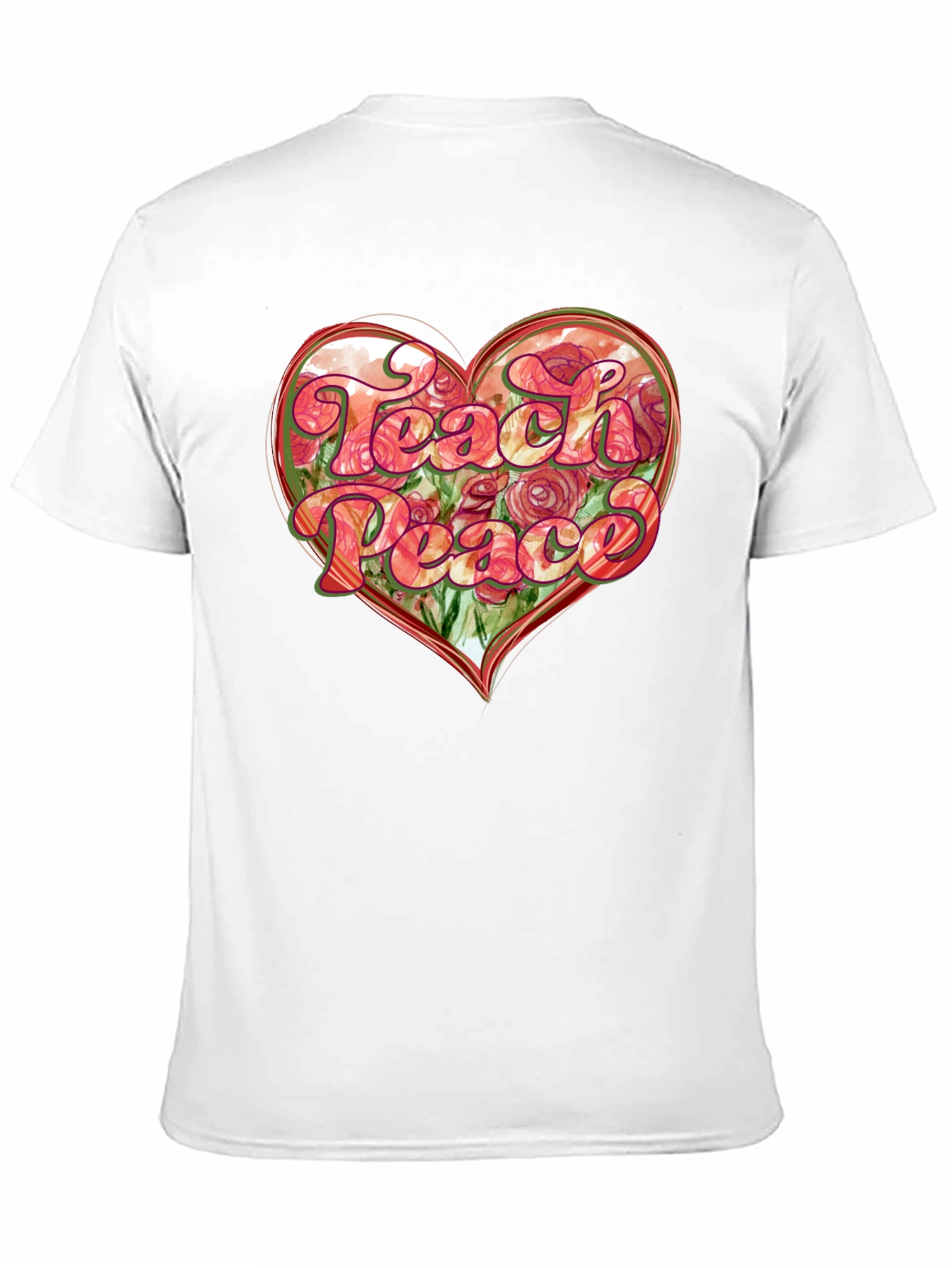 Teach Peace Heart Graphic T-Shirt