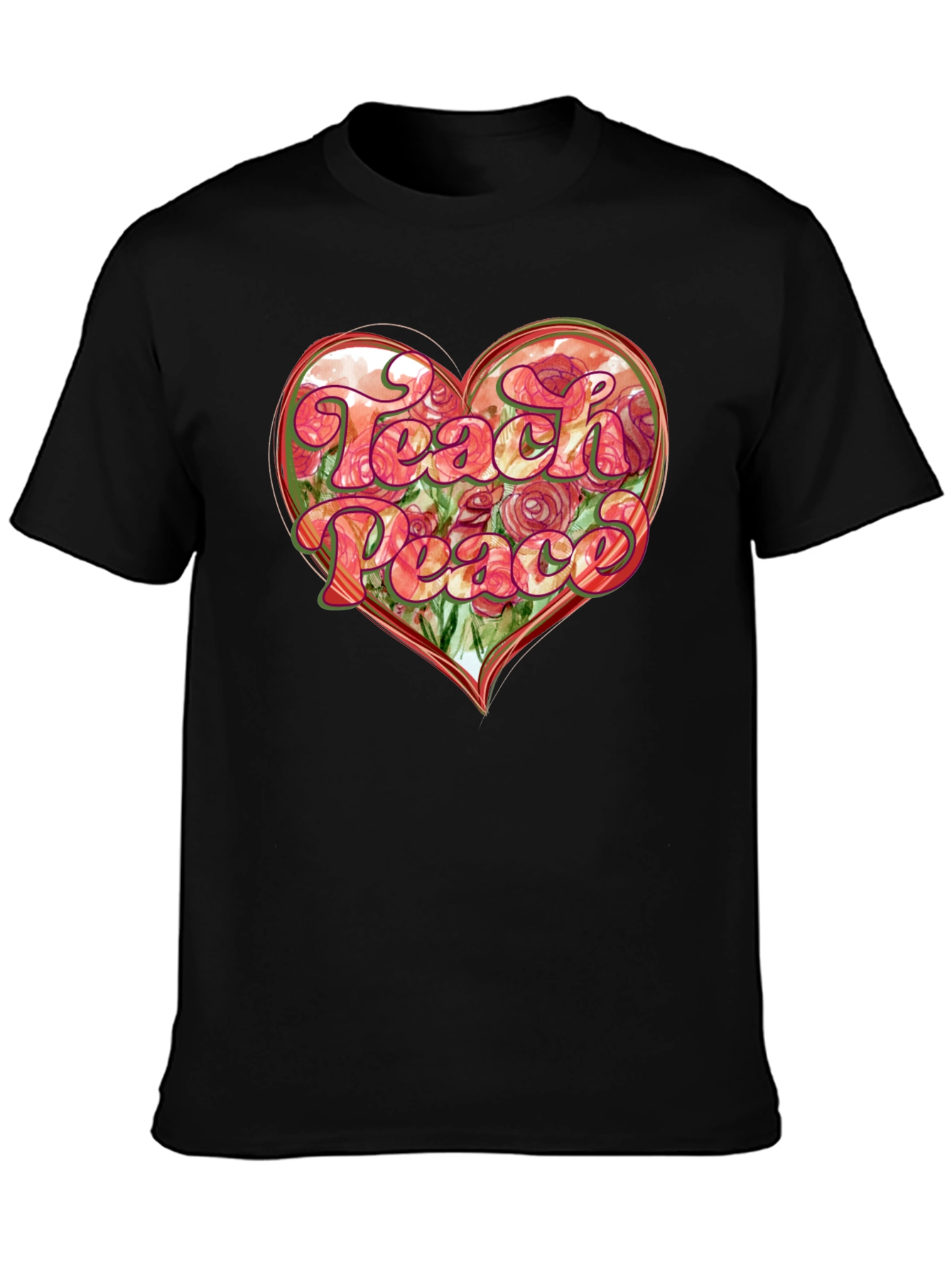 Teach Peace Heart Graphic T-Shirt