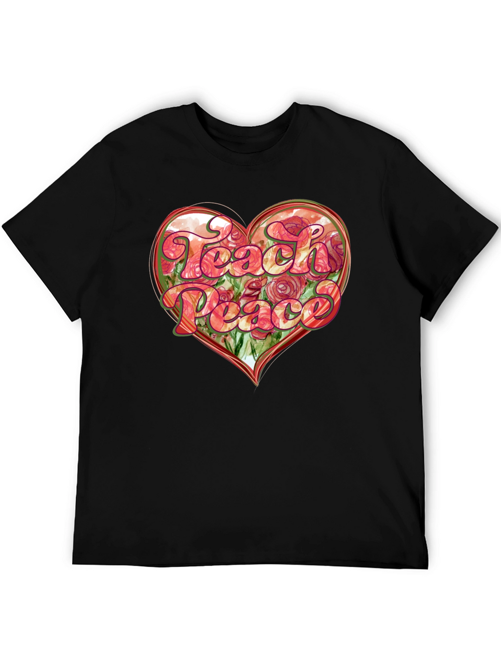 Teach Peace Heart Graphic T-Shirt