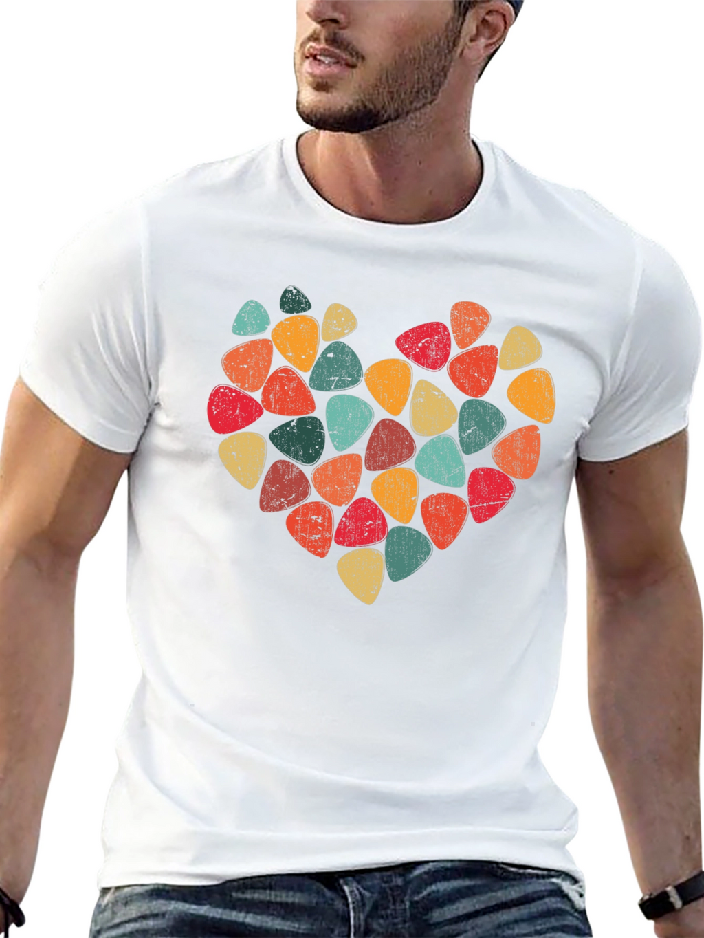 Guitar Pick Heart T-Shirt - Music Lover Tee
