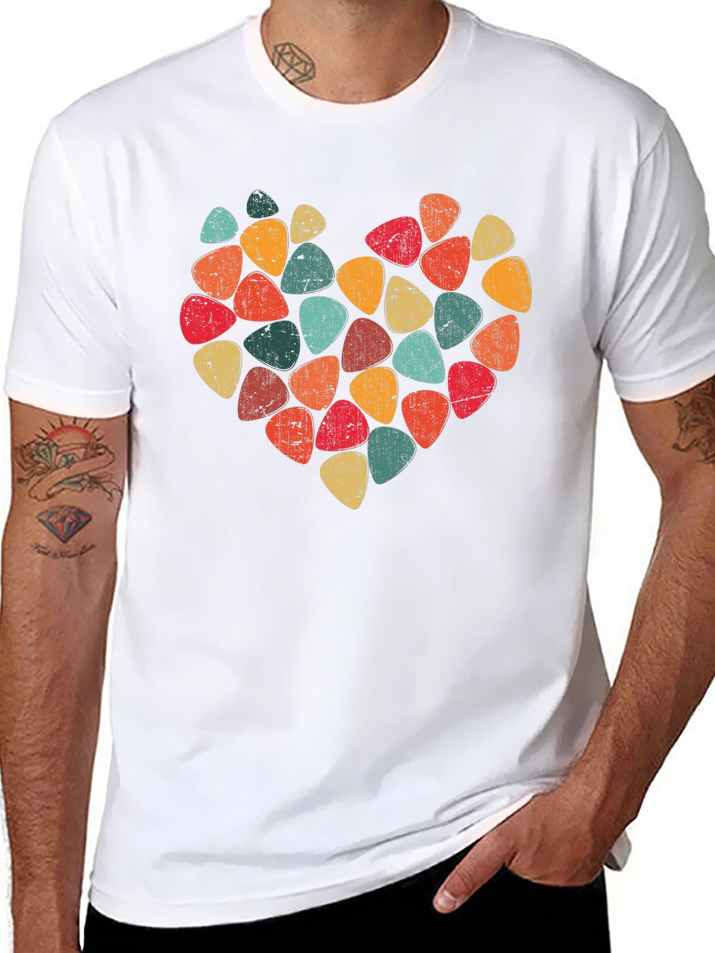 Guitar Pick Heart T-Shirt - Music Lover Tee