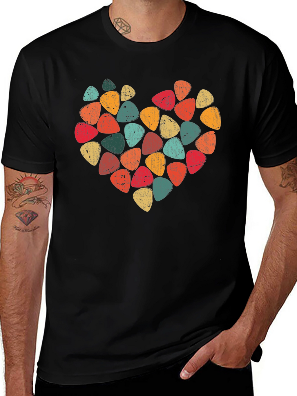 Guitar Pick Heart T-Shirt - Music Lover Tee