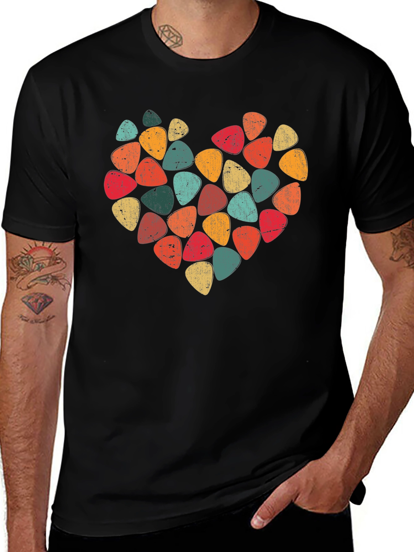 Guitar Pick Heart T-Shirt - Music Lover Tee