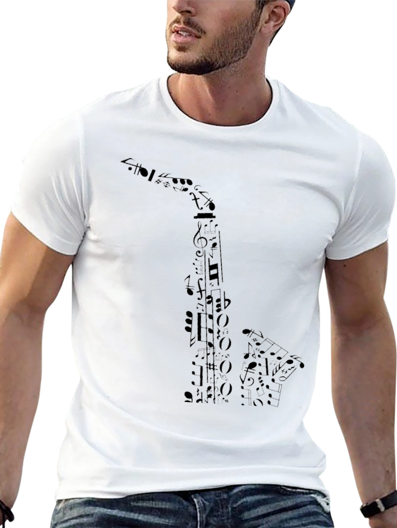 Musical Saxophone Graphic Tee - Black