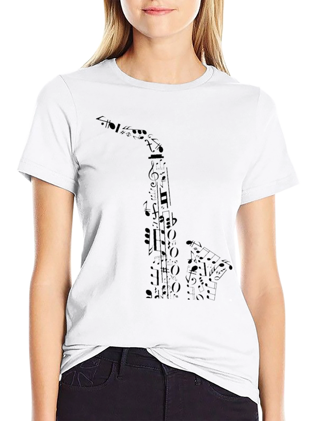 Musical Saxophone Graphic Tee - Black