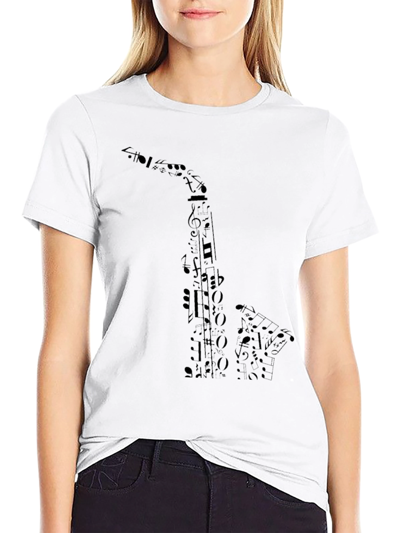 Musical Saxophone Graphic Tee - Black