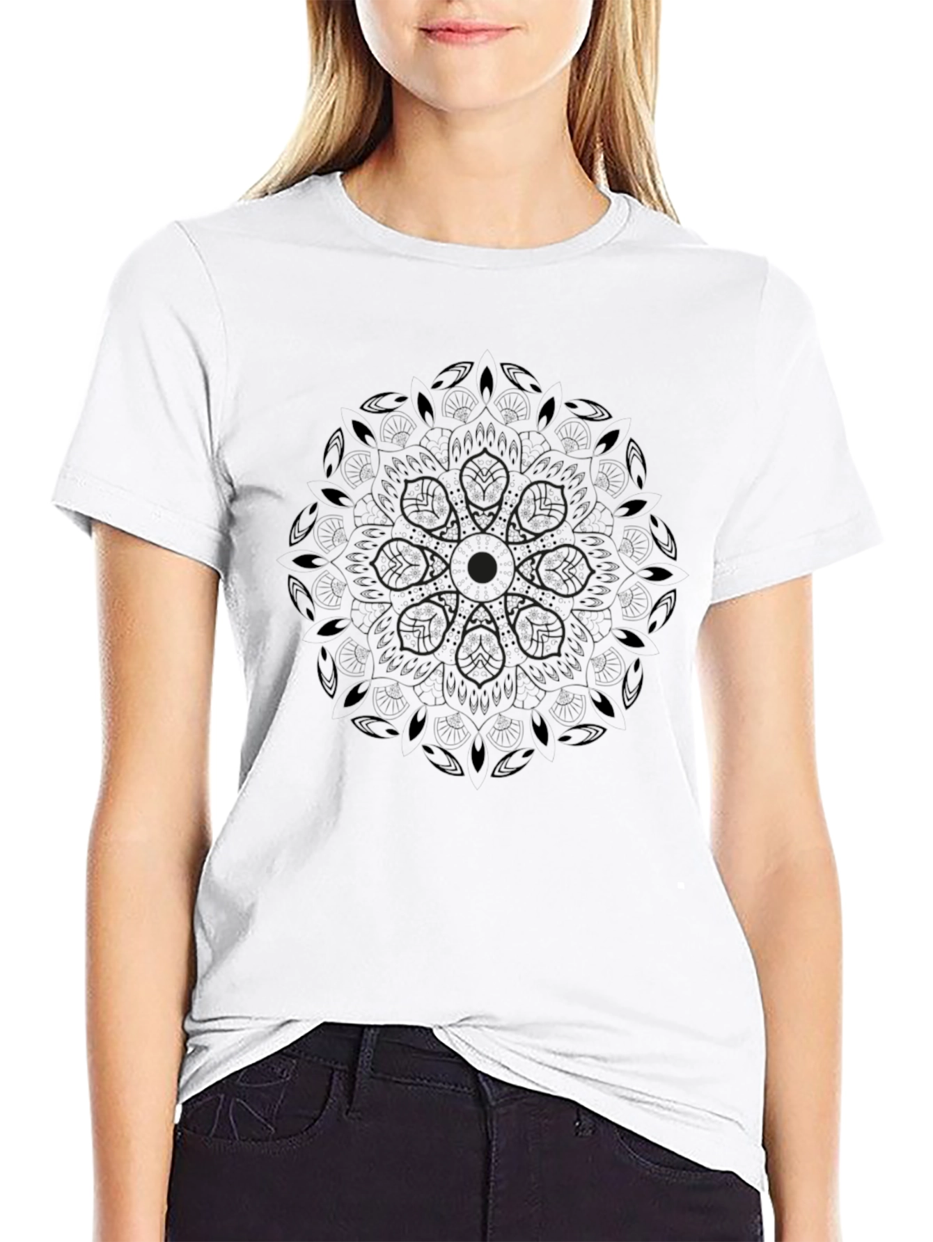 Elegant Black Mandala Graphic Tee
