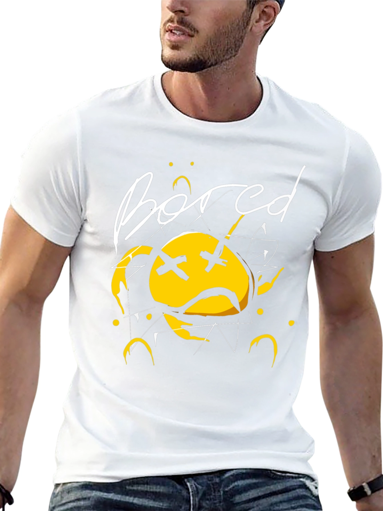 Bored Face Graphic T-Shirt - Stylish Black Tee