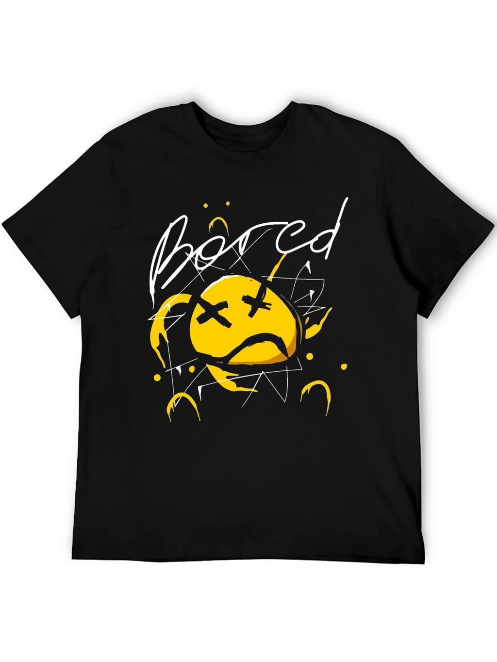 Bored Face Graphic T-Shirt - Stylish Black Tee