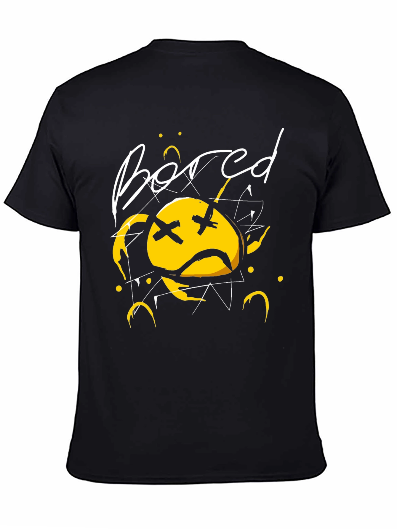 Bored Face Graphic T-Shirt - Stylish Black Tee