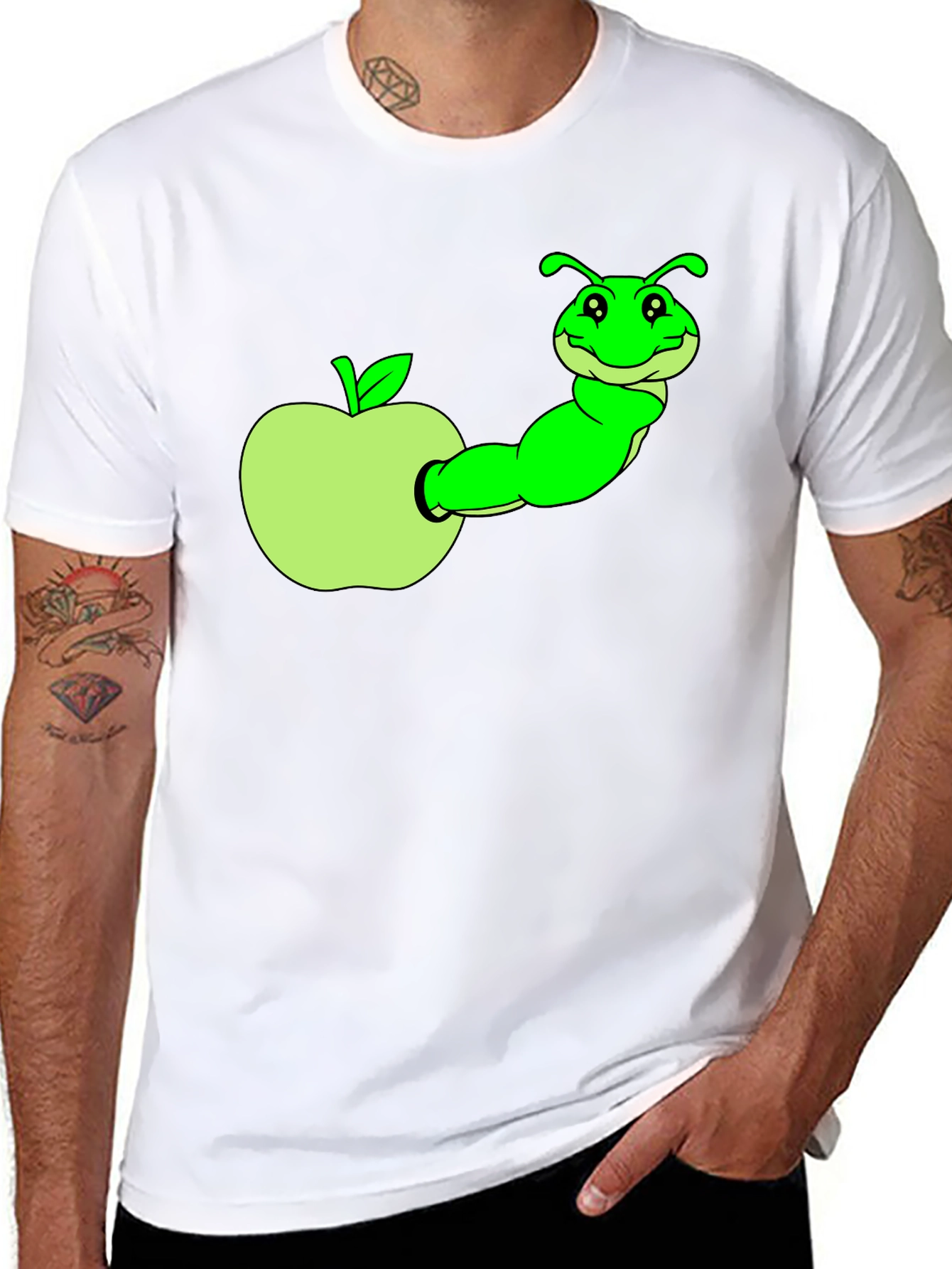 Caterpillar in Apple Graphic T-Shirt