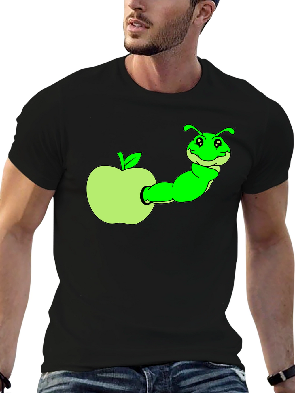 Caterpillar in Apple Graphic T-Shirt