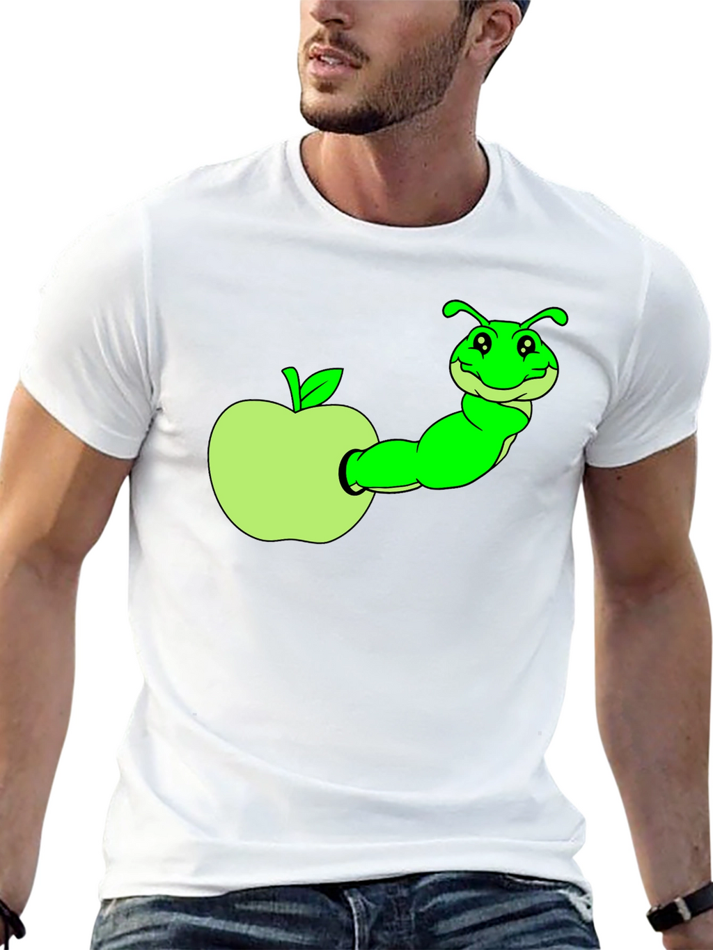 Caterpillar in Apple Graphic T-Shirt