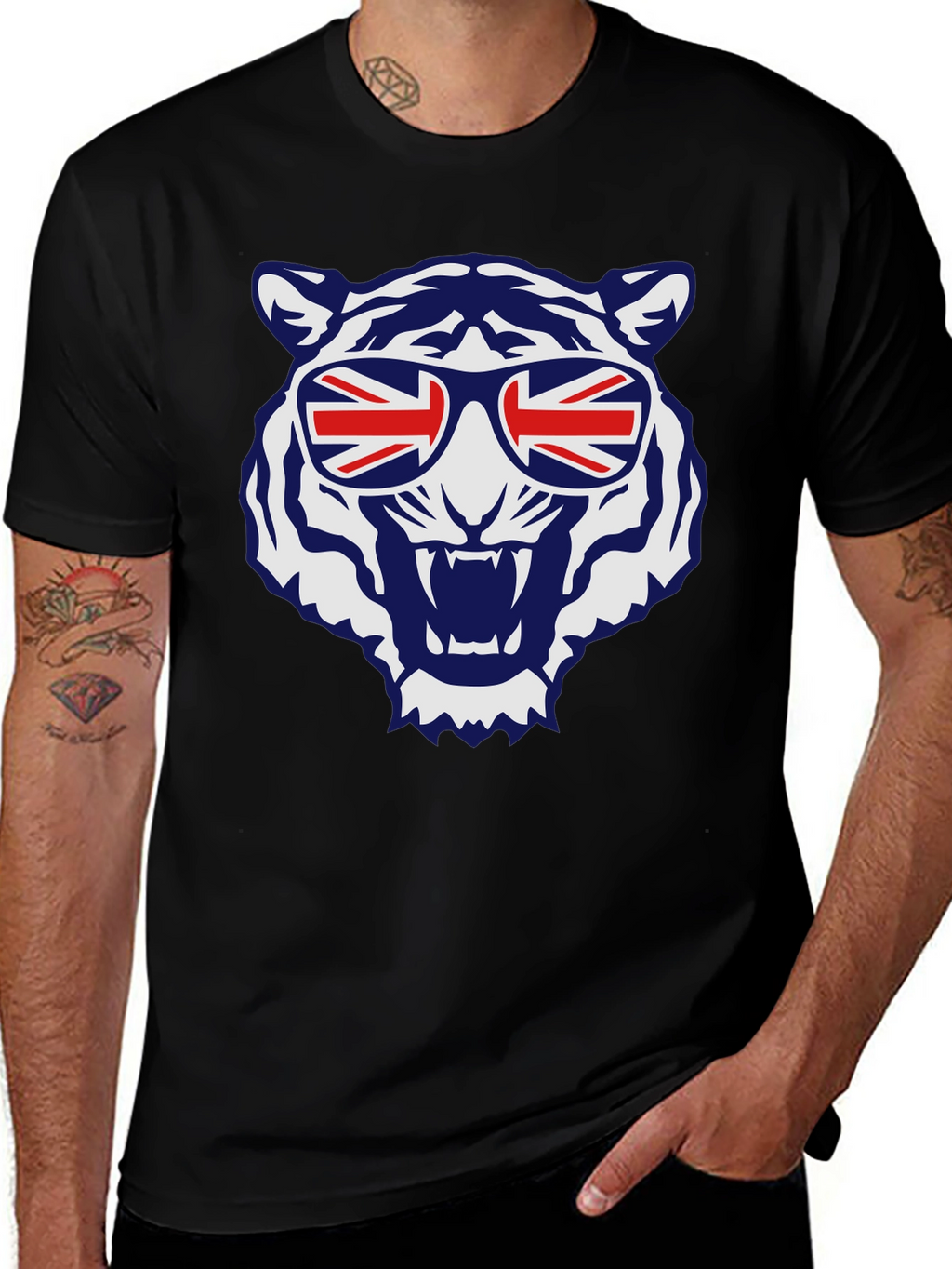 Cool Tiger Union Jack Sunglasses Graphic Tee