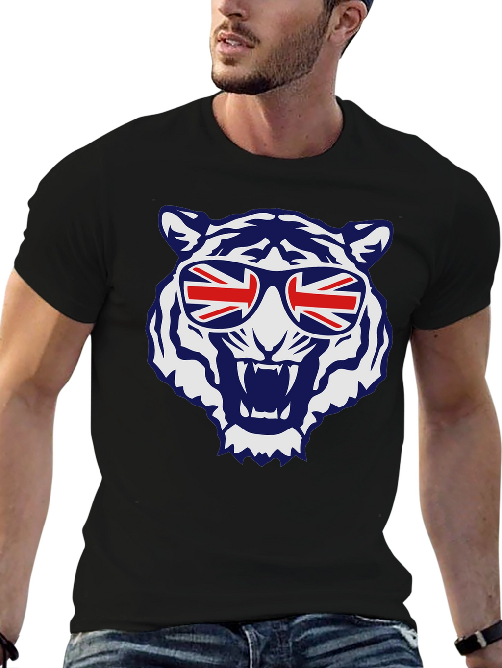 Cool Tiger Union Jack Sunglasses Graphic Tee