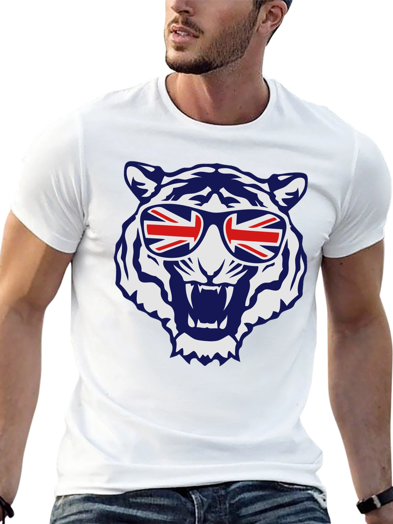 Cool Tiger Union Jack Sunglasses Graphic Tee